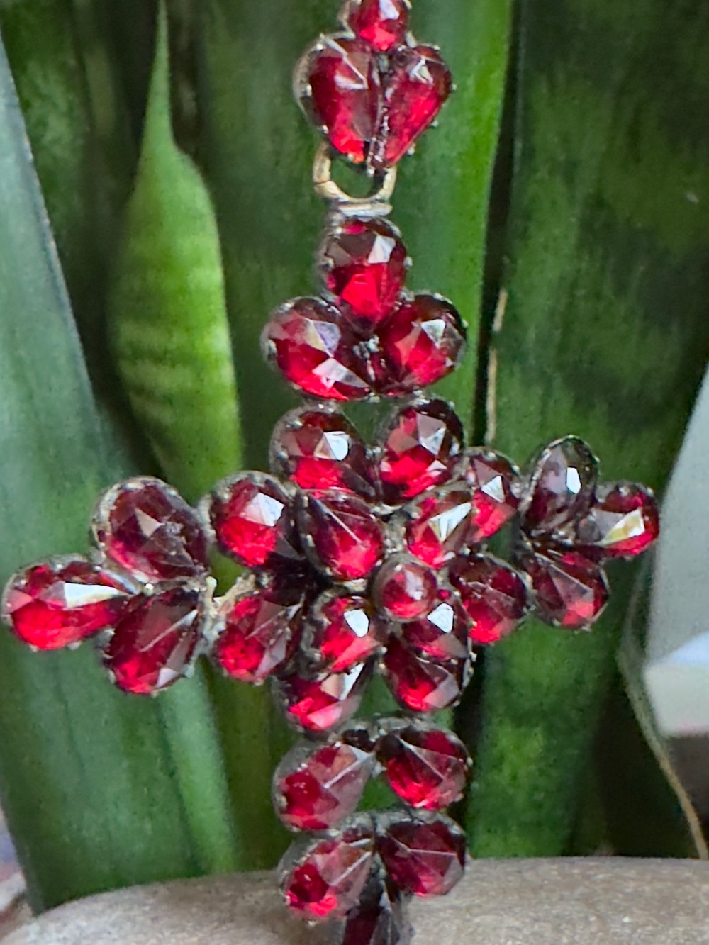 Bohemian Garnet Cross Necklace